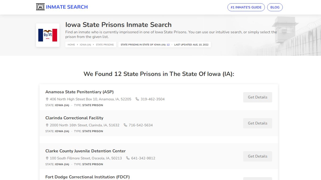 Iowa State Prisons Inmate Search